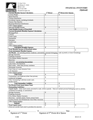 Financial Inventory Form