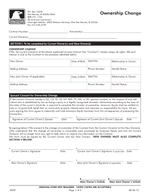 Annuity Contract Ownership Change Form