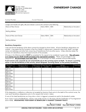 American Equity Contract Ownership Change Form