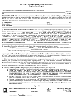 Exclusive Property Management Agreement