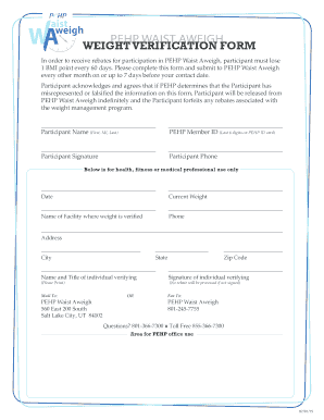 Bmi formula example - PEHP AIST AWEIGH WEIGHT VERIFICATION FORM - pehp