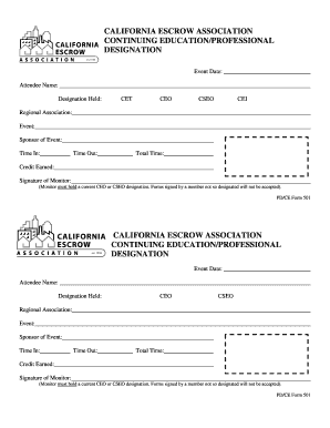 California Escrow Association Continuing Education Form