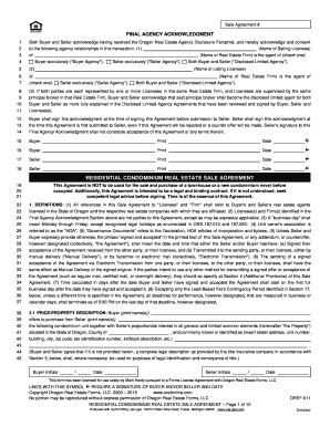 Oregon Residential Condominium Sale Agreement
