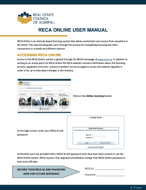 RECA Online User Manual