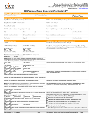 2015 Work and Travel Employment Verification