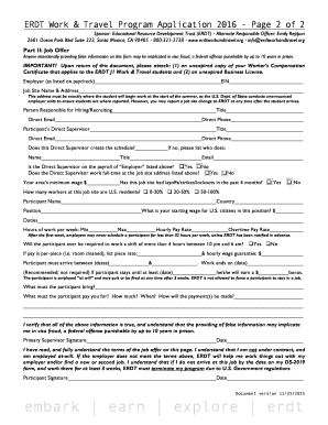 ERDT Work & Travel Program Employer Agreement
