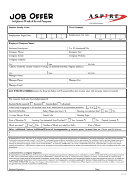 Job Offer for Work & Travel Program