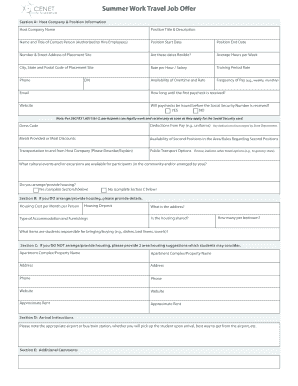 J-1 Summer Work Travel Job Offer Form