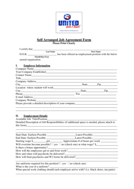 Self Arranged Job Agreement Form