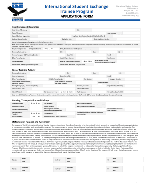 International Student Exchange Trainee Program Application Form