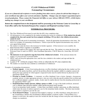 Class Withdrawal Form