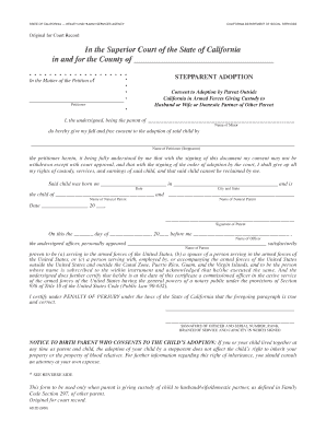 California Stepparent Adoption Consent Form