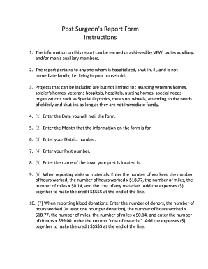 Post Surgeon's Report Form