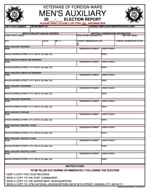 Veterans of Foreign Wars Men's Auxiliary Election Report