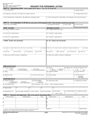 US Federal Request for Personnel Action Form