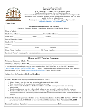 Supplemental Educational Services Enrollment Form