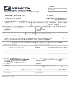 Philippines Sickness Benefit Application Form