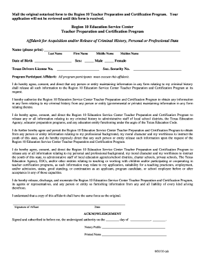 Affidavit for Teacher Certification