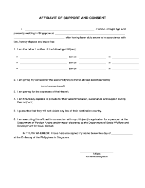 Affidavit of Support and Consent