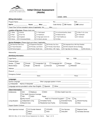 Initial Clinical Assessment Form