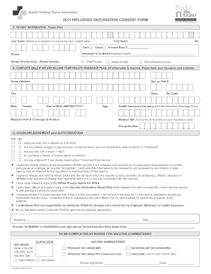 2015 Influenza Vaccination Consent Form