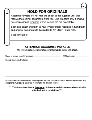 Accounts Payable Original Documents Request Form