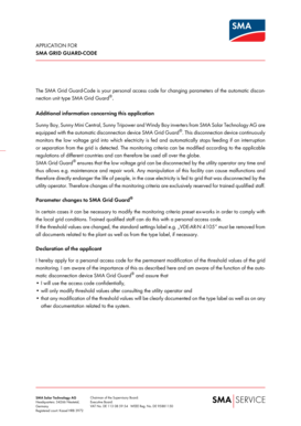 SMA Grid Guard-Code Application Form