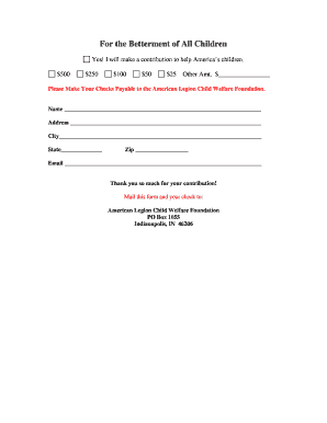 American Legion Child Welfare Donation Form