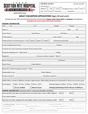 Adult Volunteer Application