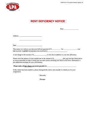 Rent Deficiency Notice