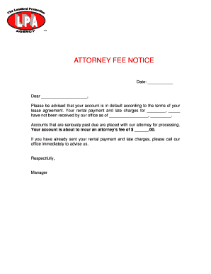 Attorney Fee Notice for Lease Default