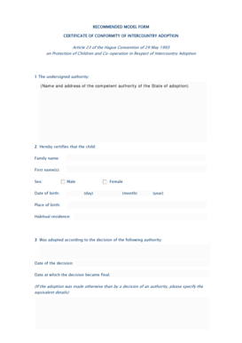 Certificate of Conformity of Intercountry Adoption