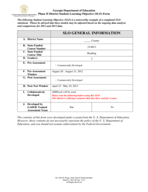 Georgia Phase II District Student Learning Objective Form