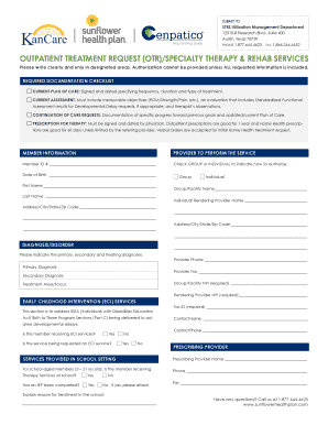 Outpatient Treatment Request Form