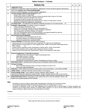 Italian Business Visa Application Checklist