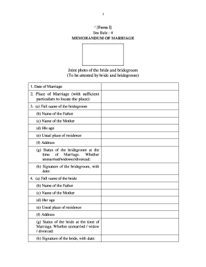 Memorandum of Marriage
