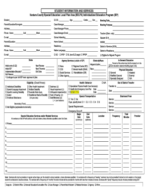 Ventura County Special Education IEP Form