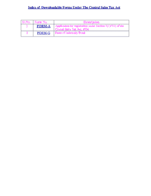 Central Sales Tax Registration Application Form A
