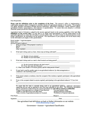 Agricultural Land Classification Questionnaire