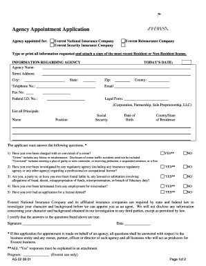 Agency Appointment Application