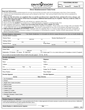 Davis Vision Direct Reimbursement Claim Form