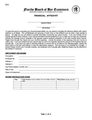 Florida Bar Financial Affidavit