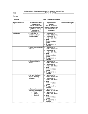 Implementation Fidelity Assessment for Behavior Support Plan