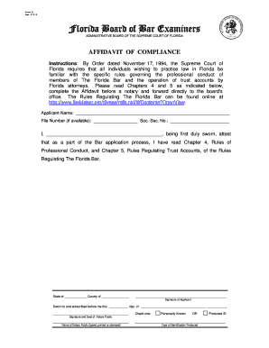 Florida Bar Affidavit of Compliance