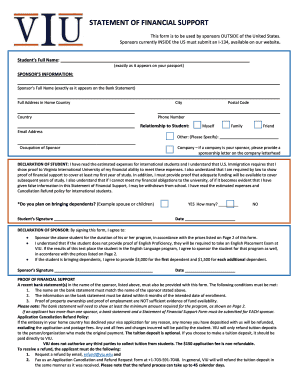 Statement of Financial Support