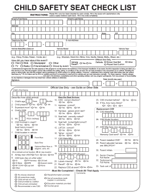 Child Safety Seat Checklist