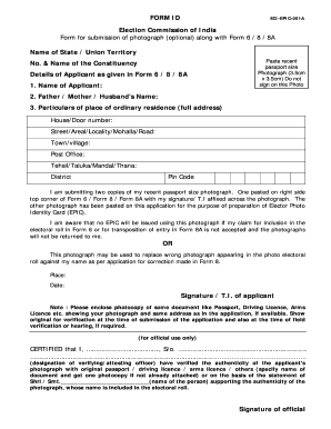 Election Commission of India Form 6/8/8A Photograph Submission