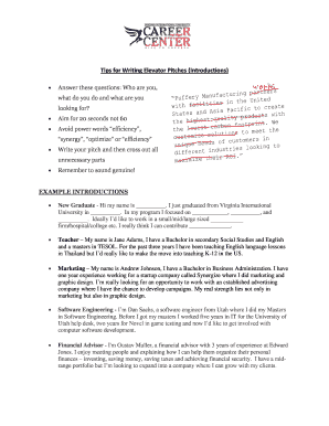 Elevator Pitch Template