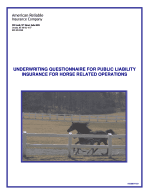 Underwriting Questionnaire for Public Liability Insurance for Horse Related Operations