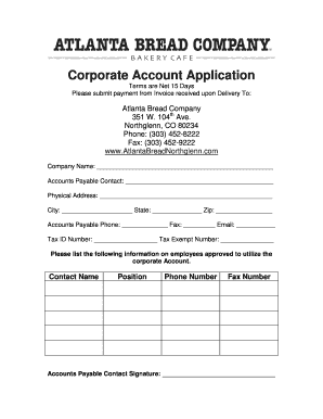 Corporate Account Application Form